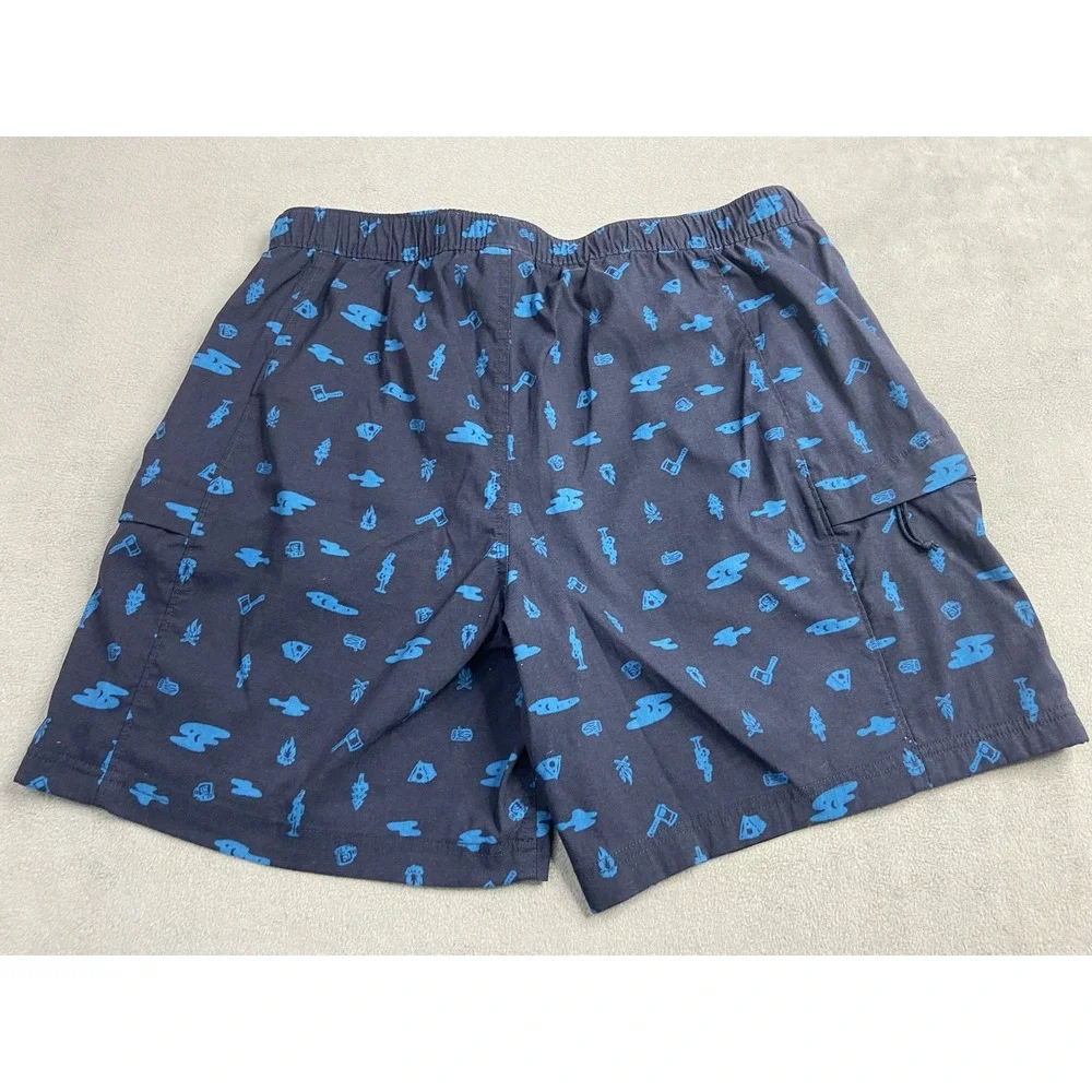 The North Face Shorts Men Large Blue Woods Print Class V Pull-On Nylon Hike Belt